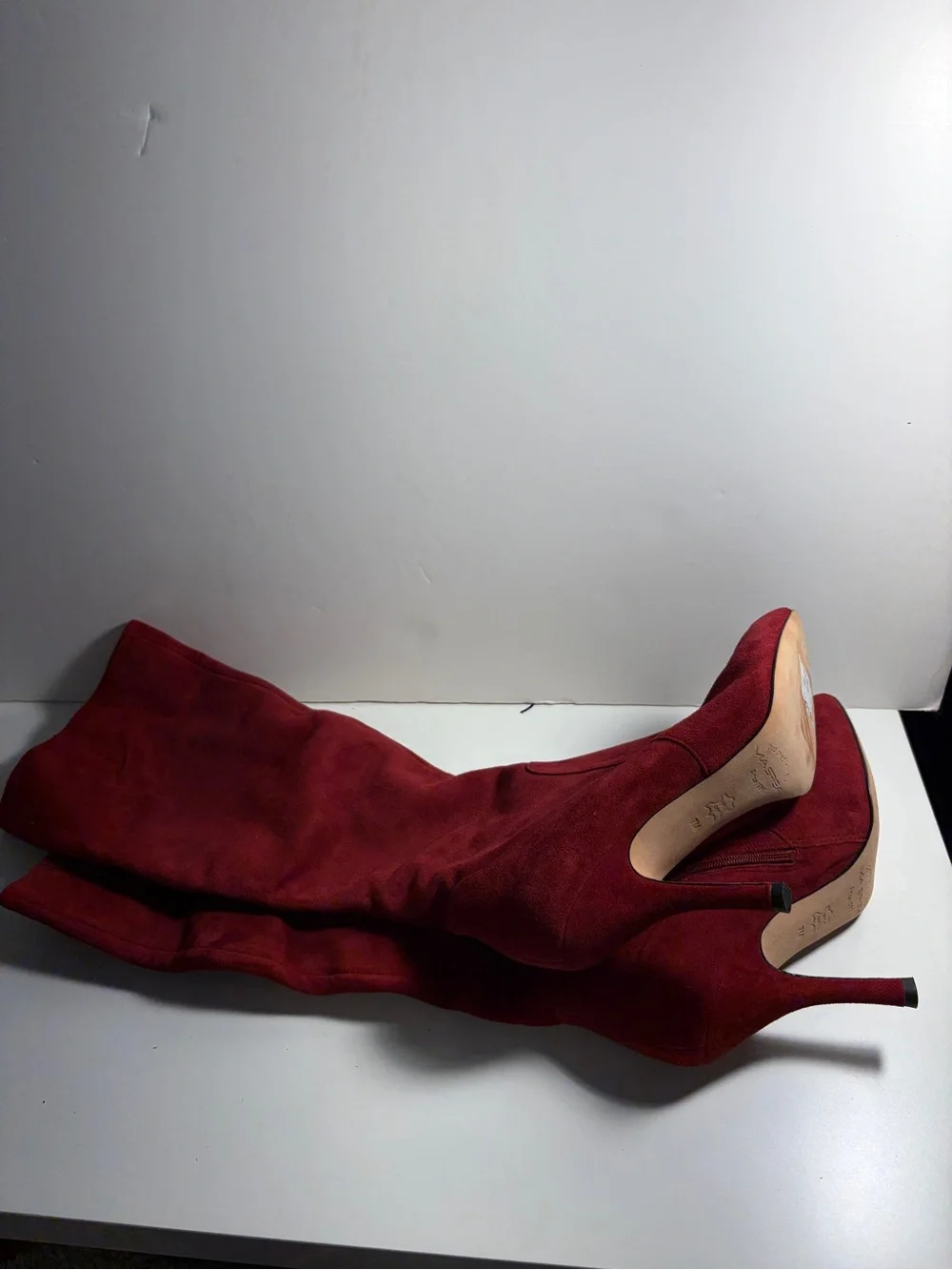 Via Spiga Crimson Red Suede Over-the-Knee Pointed Boots